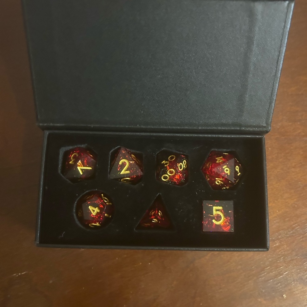Elegant Red and Gold Dice Set for Board Games